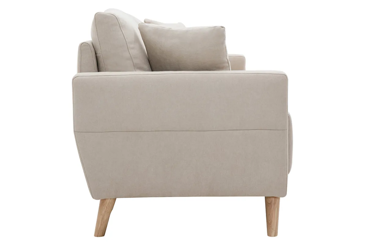 Miliboo Sofa aus beigem Stoff und hellem Holz 3-Sitzer MUNIK* Design-sofas