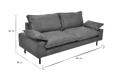 Miliboo Sofa aus Leder in Antikoptik in Cognacbraun und schwarzem Metall 3-Sitzer DORY* Ledersofas