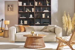 Miliboo Sofa aus naturfarbenem Stoff mit Samteffekt 3-Sitzer COBAIN* Design-sofas