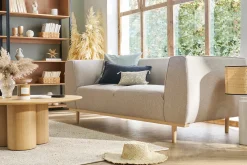 Miliboo Sofa beiger Stoff und Holz 2-3 Sitzer MORRIS* Design-sofas