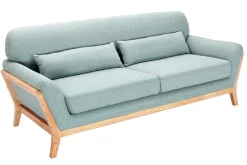 Miliboo Sofa skandinavisch 3 Plätze Lagunenblau Holzbeine YOKO* Design-sofas