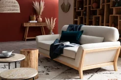 Miliboo Sofa skandinavisch 3 Plätze Lagunenblau Holzbeine YOKO* Design-sofas