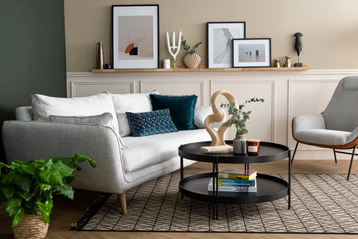 Miliboo Sofa skandinavisch 3 Plätze hellgrau-meliert CREEP* Design-sofas
