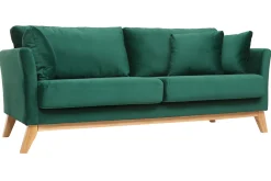 Miliboo Sofa skandinavisch 3 Plätze Samt midnight green Holzbeine OSLO* Design-sofas