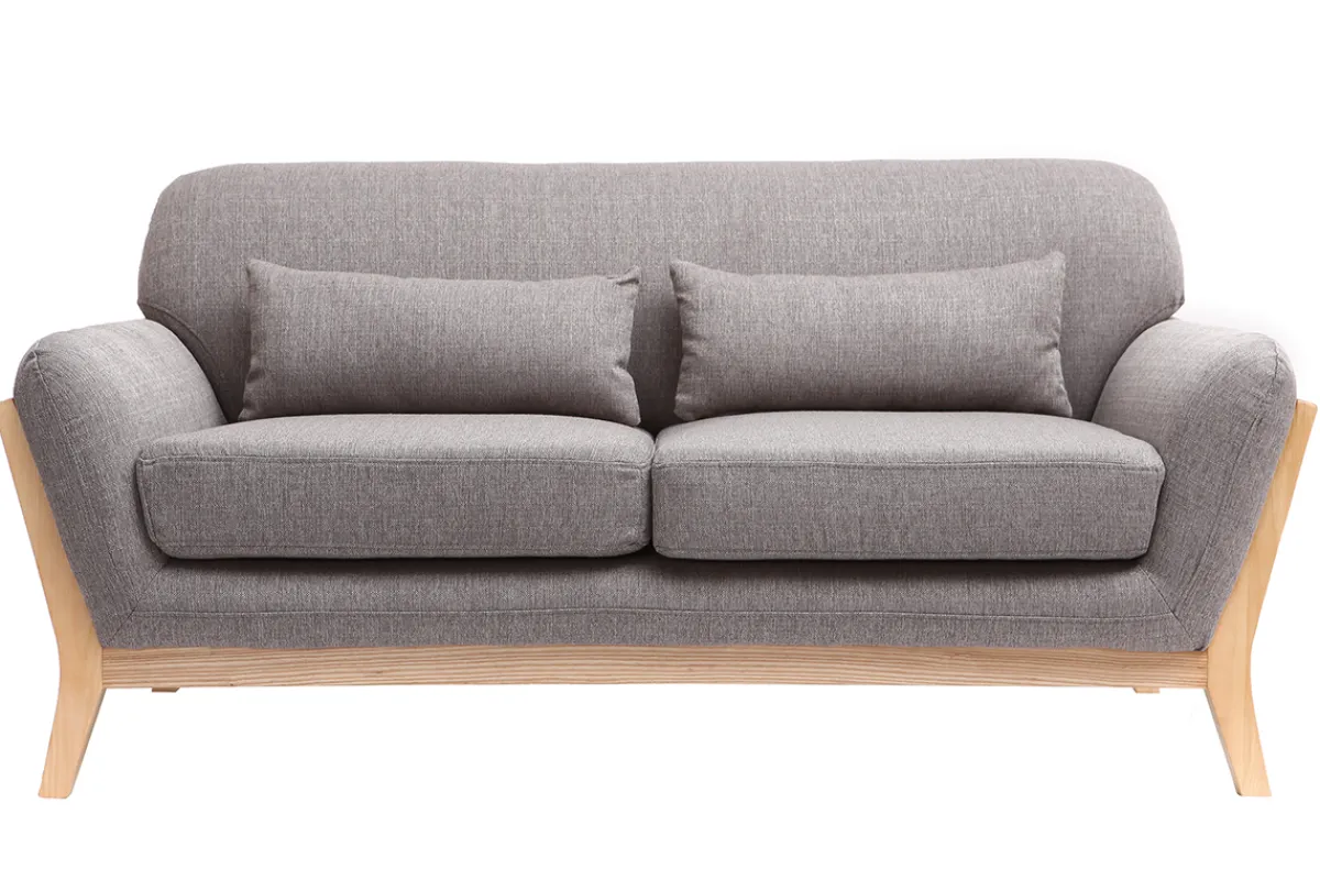 Miliboo Sofa skandinavisch 2 Plätze Grau Holzbeine YOKO* Design-sofas