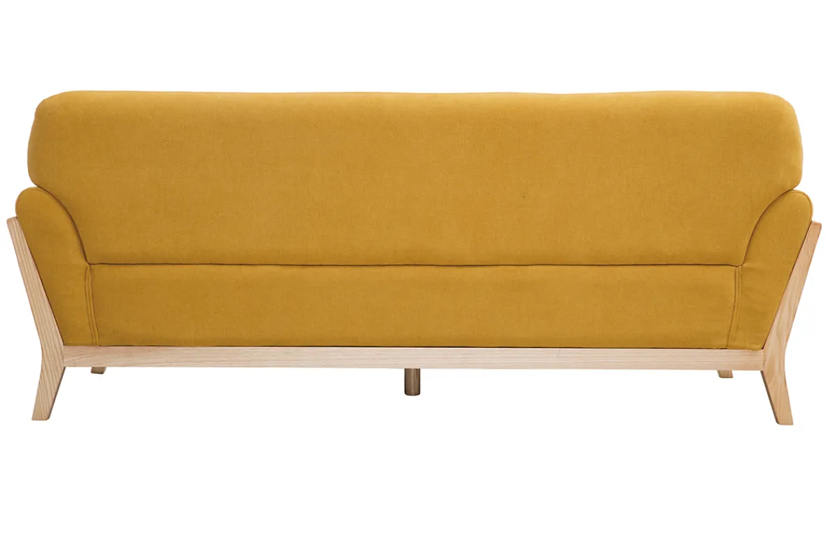 Miliboo Sofa skandinavisch 3 Plätze senfgelb Samteffekt YOKO* Design-sofas