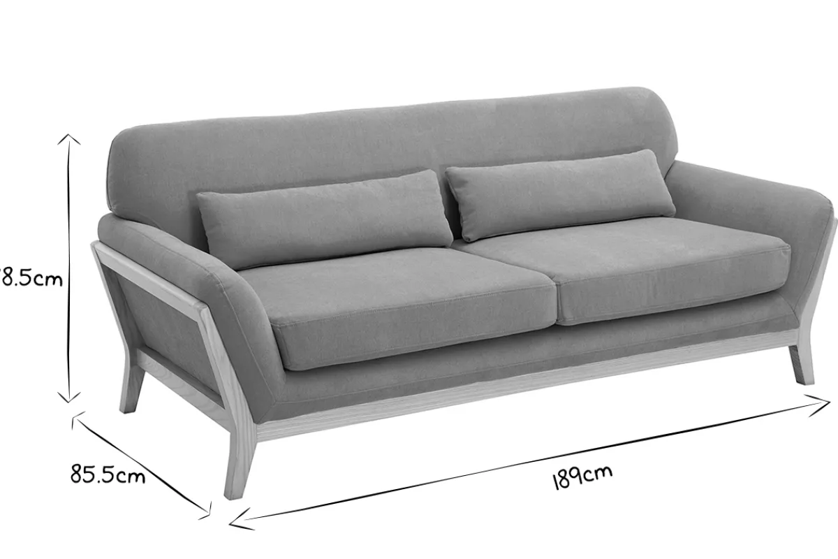Miliboo Sofa skandinavisch 3 Plätze senfgelb Samteffekt YOKO* Design-sofas