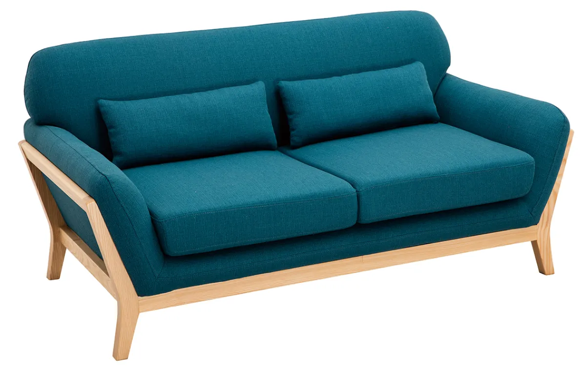 Miliboo Sofa skandinavisch 2 Plätze blaugrüner Stoff YOKO* Design-sofas