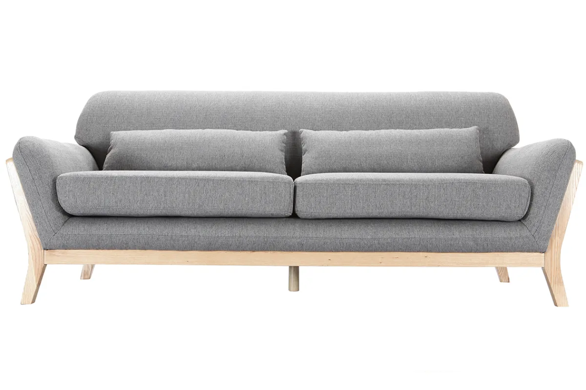 Miliboo Sofa skandinavisch 3 Plätze Grau Holzbeine YOKO* Design-sofas