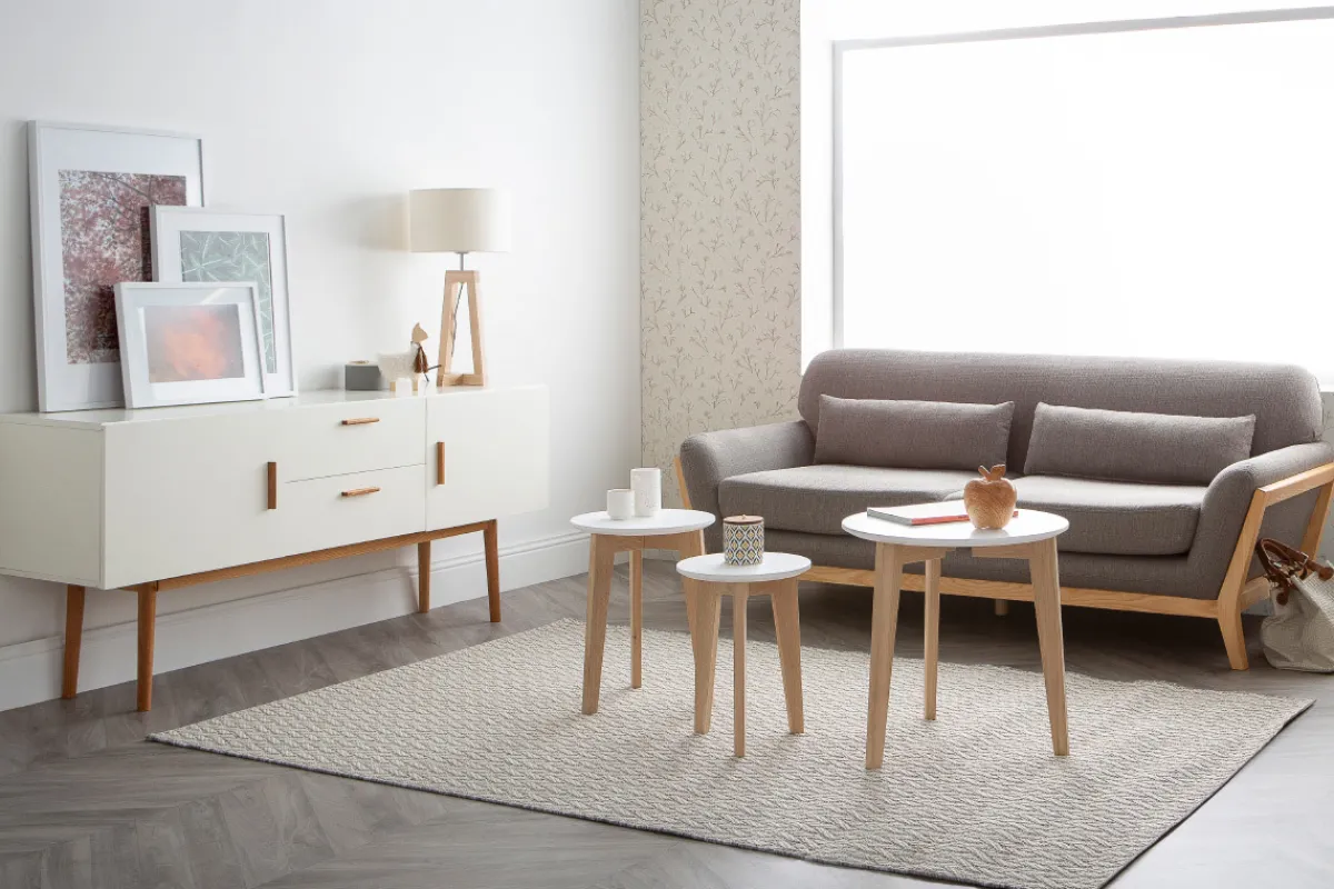 Miliboo Sofa skandinavisch 3 Plätze Grau Holzbeine YOKO* Design-sofas