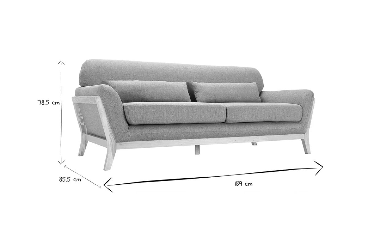 Miliboo Sofa skandinavisch 3 Plätze Grau Holzbeine YOKO* Design-sofas