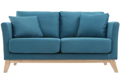 Miliboo Sofa skandinavisch 2 Plätze Blaugrün helle Holzbeine OSLO* Design-sofas