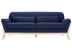 Miliboo Sofa skandinavisch 3 Plätze Dunkelblau Holzbeine YOKO* Design-sofas