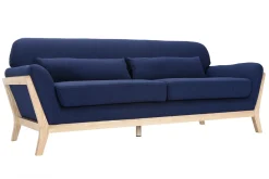 Miliboo Sofa skandinavisch 3 Plätze Dunkelblau Holzbeine YOKO* Design-sofas