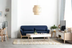 Miliboo Sofa skandinavisch 3 Plätze Dunkelblau Holzbeine YOKO* Design-sofas