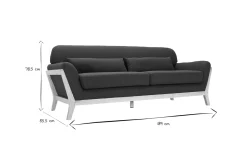 Miliboo Sofa skandinavisch 3 Plätze Dunkelblau Holzbeine YOKO* Design-sofas