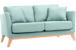 Miliboo Sofa skandinavisch 2 Plätze Lagunenblau und helle Holzbeine OSLO* Design-sofas