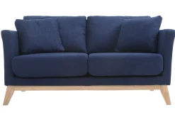 Miliboo Sofa skandinavisch 2 Plätze Dunkelblau und helle Holzbeine OSLO* Design-sofas