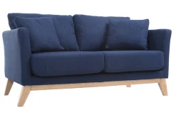 Miliboo Sofa skandinavisch 2 Plätze Dunkelblau und helle Holzbeine OSLO* Design-sofas