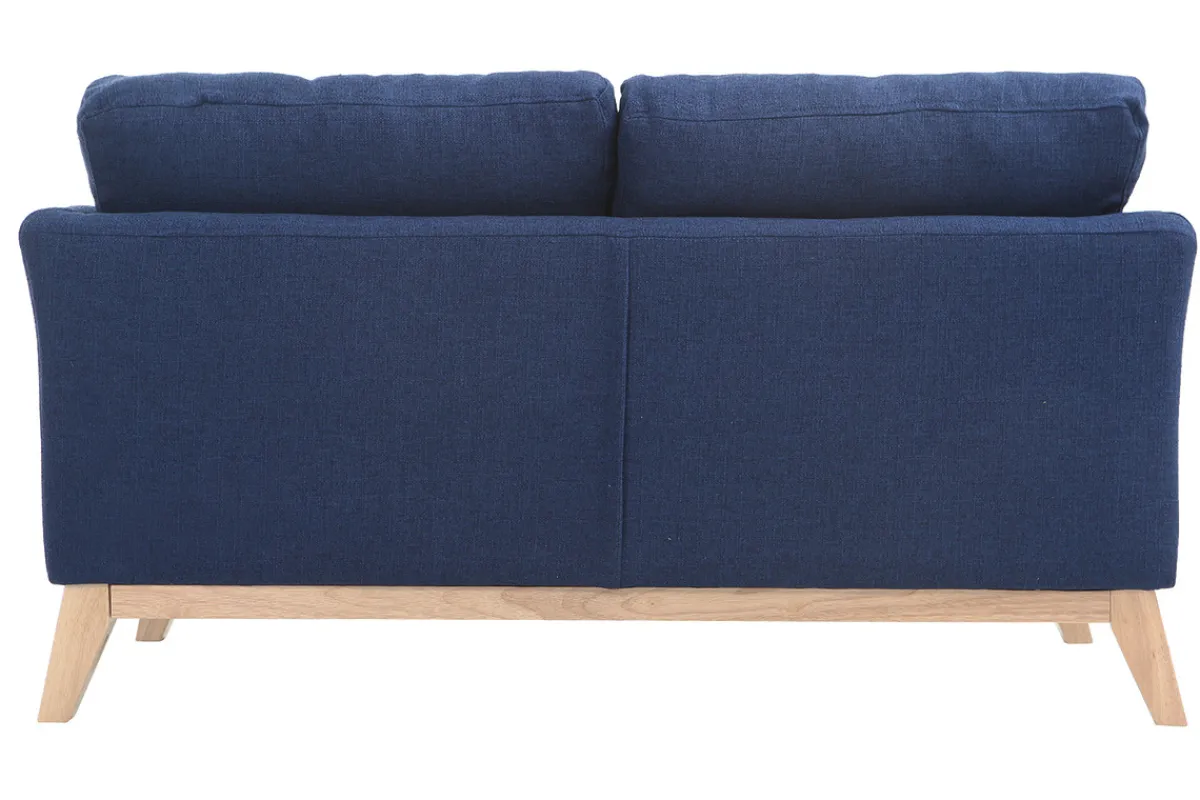 Miliboo Sofa skandinavisch 2 Plätze Dunkelblau und helle Holzbeine OSLO* Design-sofas