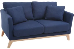 Miliboo Sofa skandinavisch 2 Plätze Dunkelblau und helle Holzbeine OSLO* Design-sofas