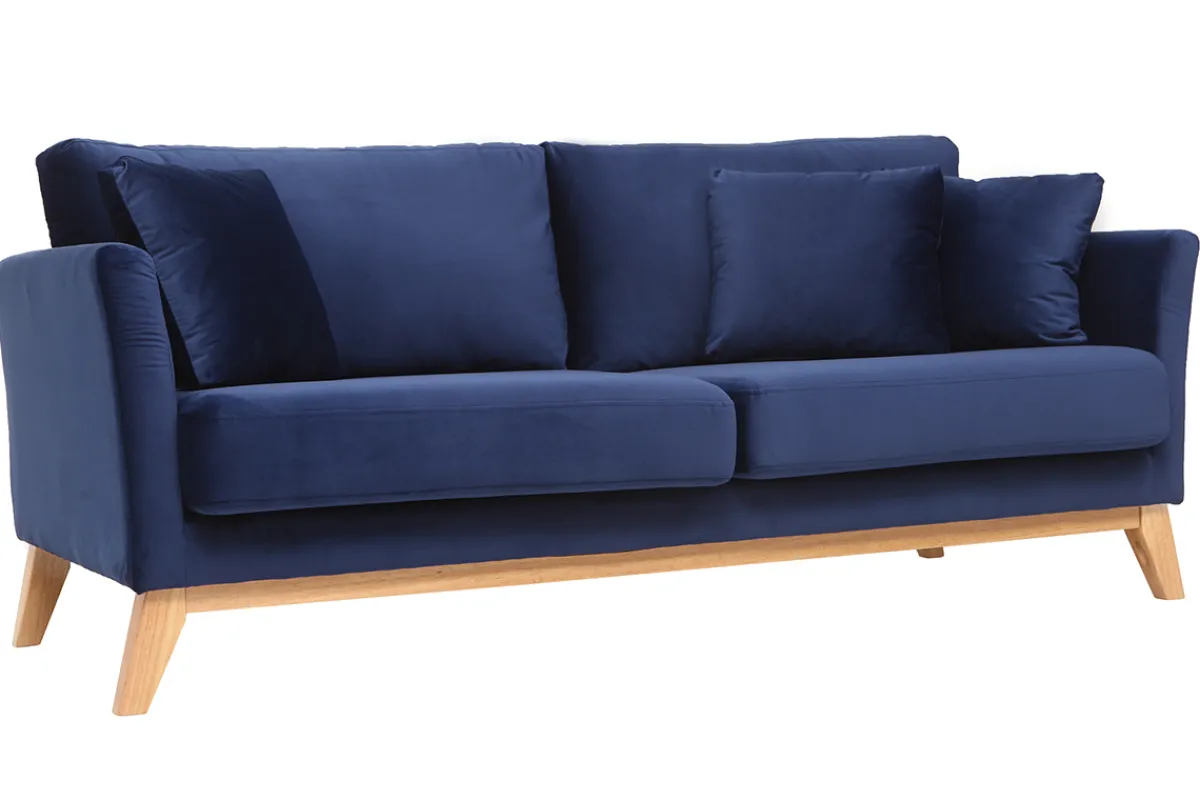 Miliboo Sofa skandinavisch 3 Plätze Hellgrau Holzbeine OSLO* Design-sofas