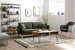Miliboo Sofa skandinavisch 3 Plätze Hellgrau Holzbeine OSLO* Design-sofas