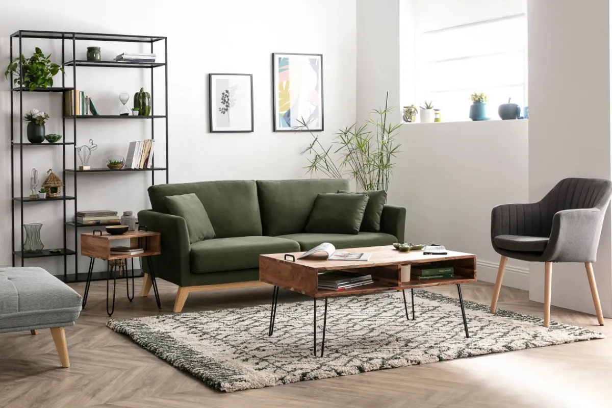 Miliboo Sofa skandinavisch 3 Plätze Hellgrau Holzbeine OSLO* Design-sofas