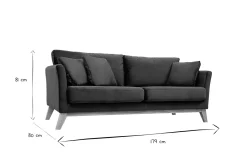Miliboo Sofa skandinavisch 3 Plätze Hellgrau Holzbeine OSLO* Design-sofas