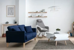Miliboo Sofa skandinavisch 3 Plätze Dunkelblau Holzbeine OSLO* Design-sofas