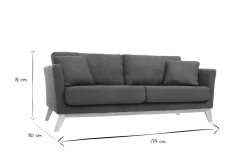 Miliboo Sofa skandinavisch 3 Plätze Dunkelblau Holzbeine OSLO* Design-sofas