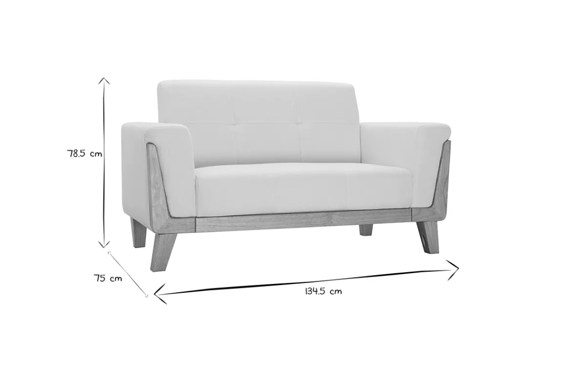 Miliboo Sofa skandinavisch 2 Plätze Altweiß Holzbeine FJORD* Design-sofas