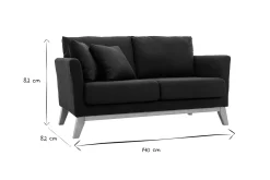 Miliboo Sofa skandinavisch 2 Plätze Dunkelgrau und helle Holzbeine OSLO* Design-sofas