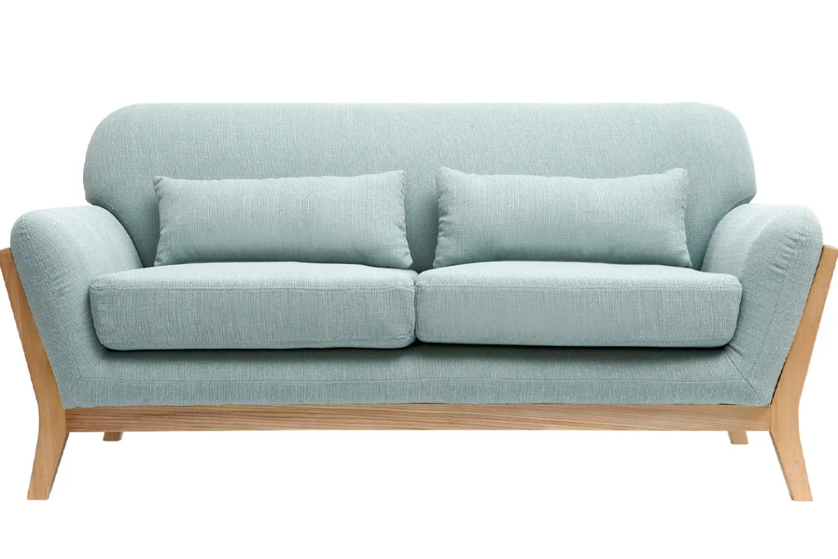 Miliboo Sofa skandinavisch 2 Plätze Lagunenblau Holzbeine YOKO* Design-sofas