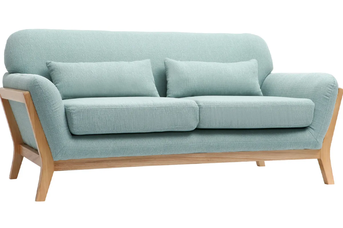Miliboo Sofa skandinavisch 2 Plätze Lagunenblau Holzbeine YOKO* Design-sofas