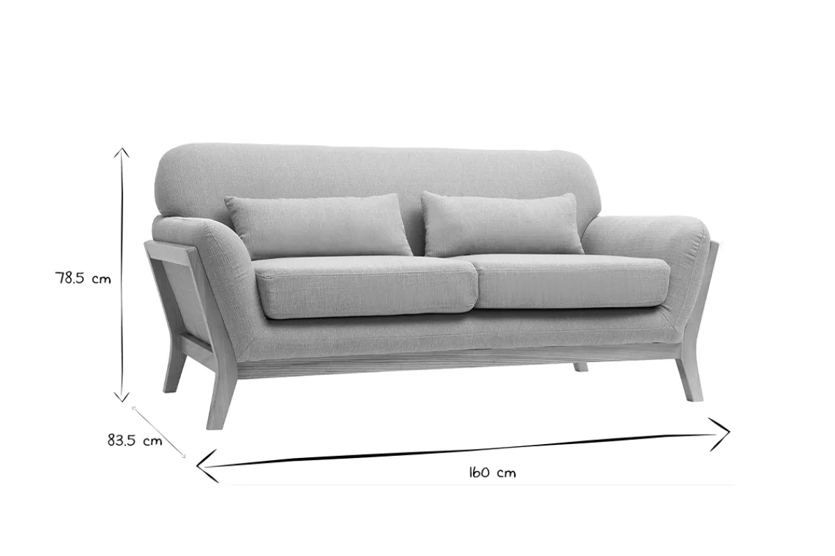 Miliboo Sofa skandinavisch 2 Plätze Lagunenblau Holzbeine YOKO* Design-sofas