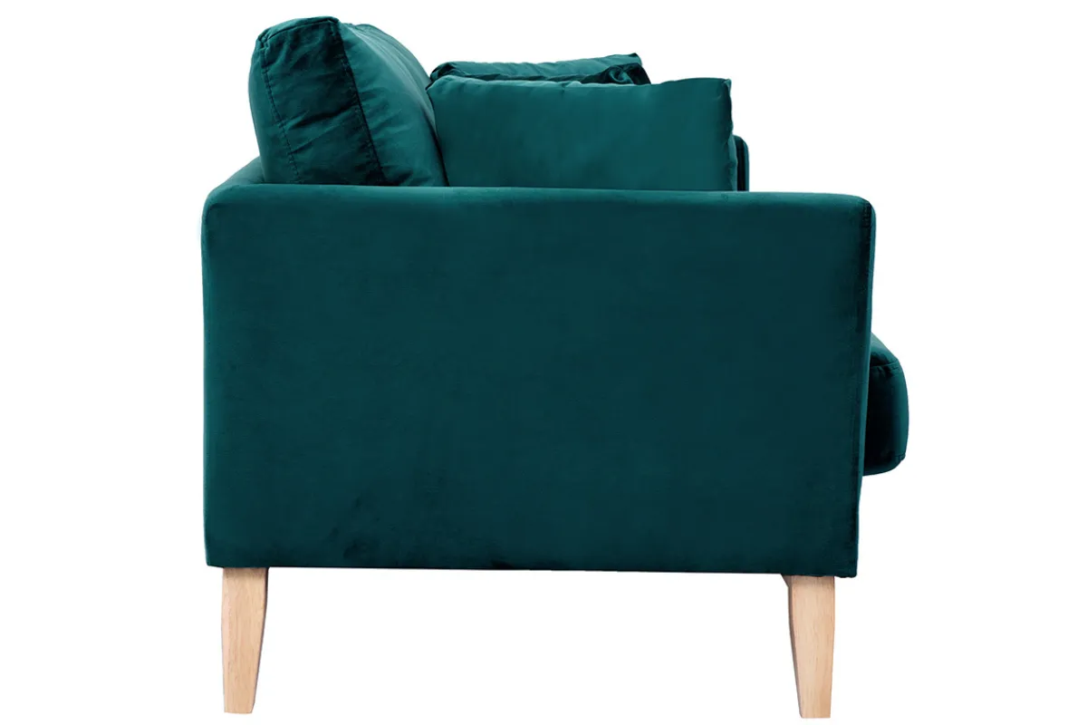 Miliboo Sofa skandinavisch 2 Plätze Samt Blaugrün helle Holzbeine OSLO* Design-sofas