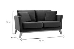 Miliboo Sofa skandinavisch 2 Plätze Samt Blaugrün helle Holzbeine OSLO* Design-sofas