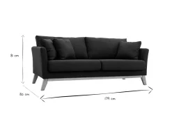 Miliboo Sofa skandinavisch 3 Plätze Dunkelgrau Holzbeine OSLO* Design-sofas