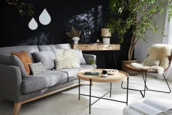 Miliboo Sofa skandinavisch 3 Plätze Hellgrau Holzbeine OSLO* Design-sofas