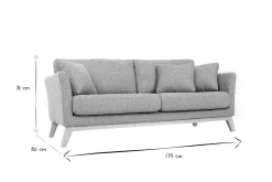 Miliboo Sofa skandinavisch 3 Plätze Hellgrau Holzbeine OSLO* Design-sofas