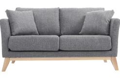 Miliboo Sofa skandinavisch 2 Plätze Hellgrau helle Holzbeine OSLO* Design-sofas