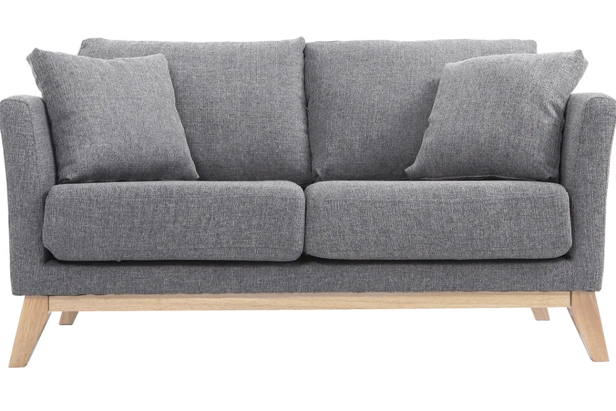 Miliboo Sofa skandinavisch 2 Plätze Hellgrau helle Holzbeine OSLO* Design-sofas