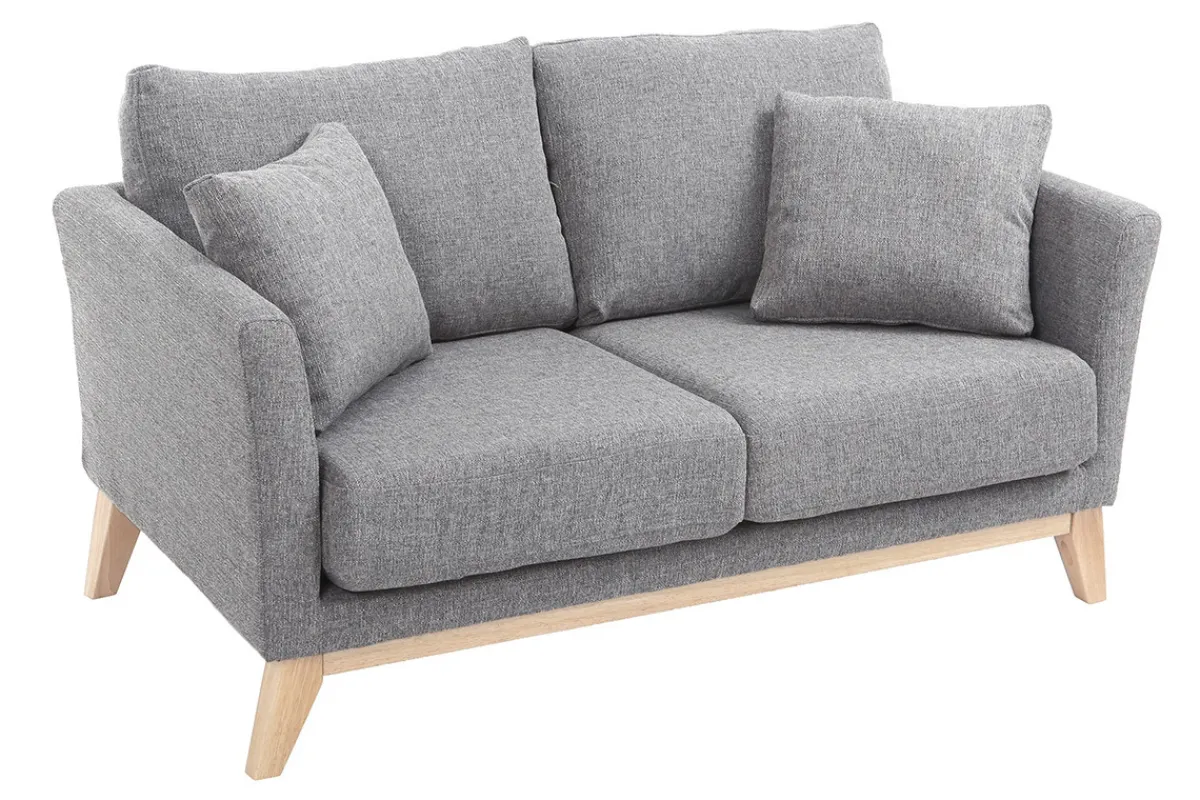 Miliboo Sofa skandinavisch 2 Plätze Hellgrau helle Holzbeine OSLO* Design-sofas