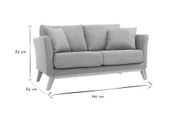 Miliboo Sofa skandinavisch 2 Plätze Hellgrau helle Holzbeine OSLO* Design-sofas