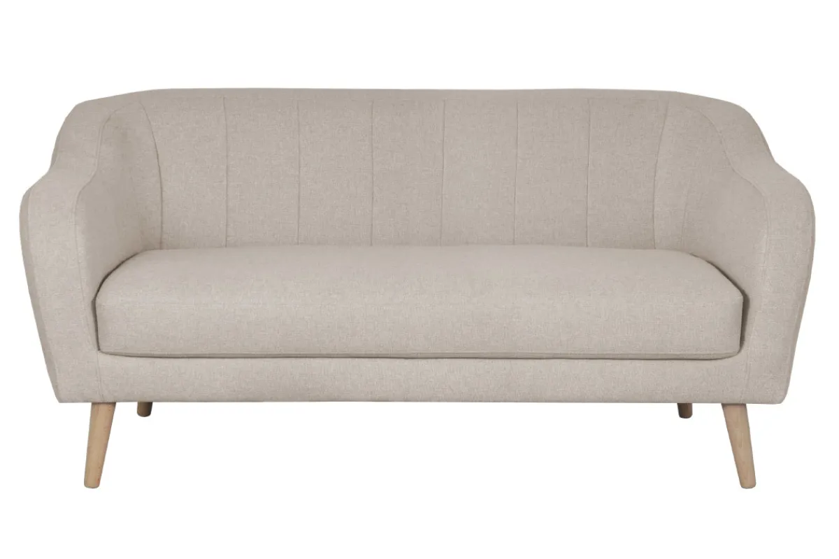Miliboo Sofa skandinavisch naturbeiger Stoff und Holz 3 Sitzer ISIS* Design-sofas