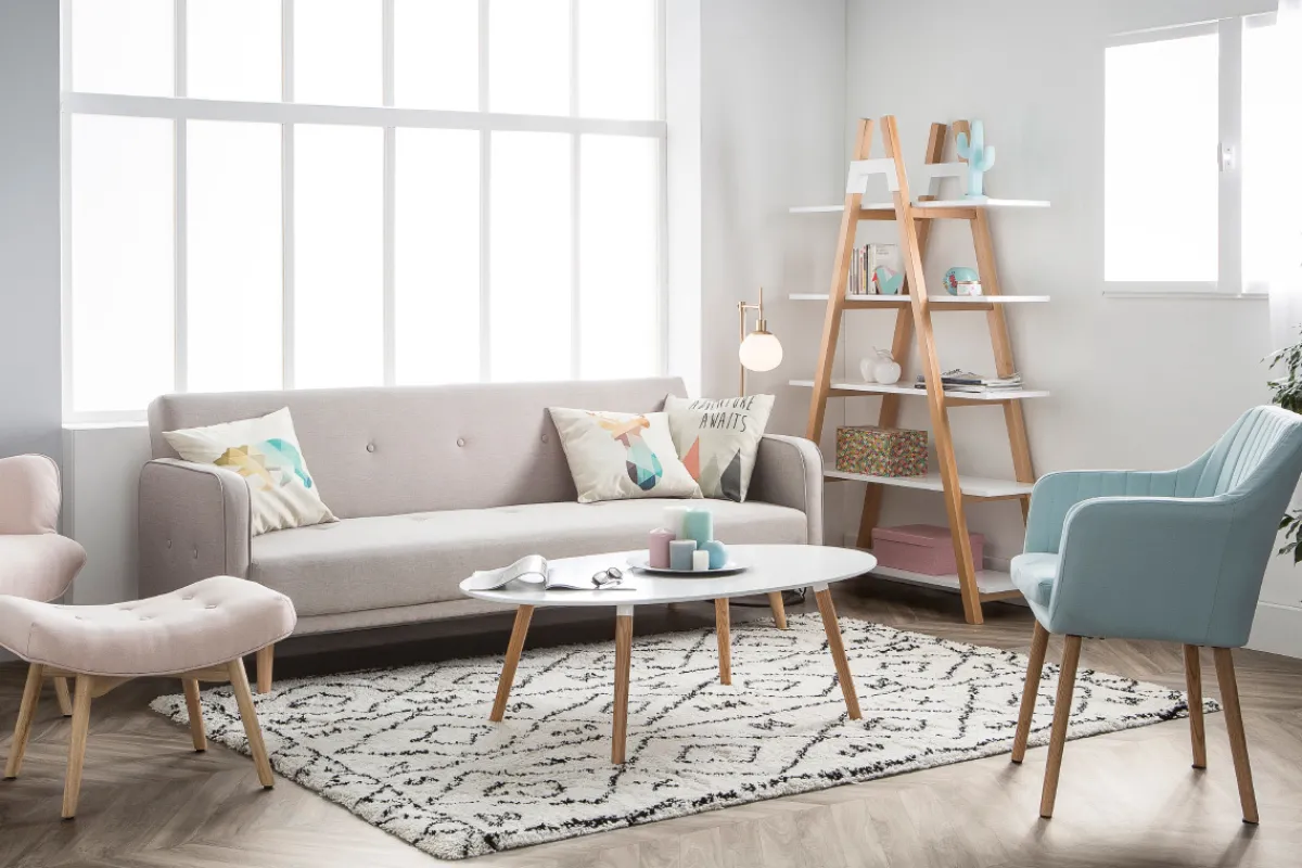 Miliboo Sofa verstellbar 3 Plätze skandinavisches Design Naturfarbe ULLA* Schlafsofas