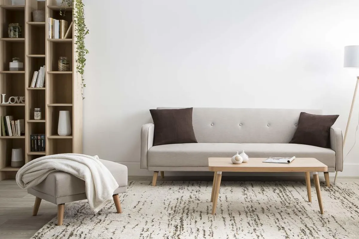 Miliboo Sofa verstellbar 3 Plätze skandinavisches Design Naturfarbe ULLA* Schlafsofas