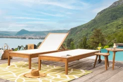 Miliboo Sonnenliege weiß und Massivholz NAVEEN* Gartenliegen