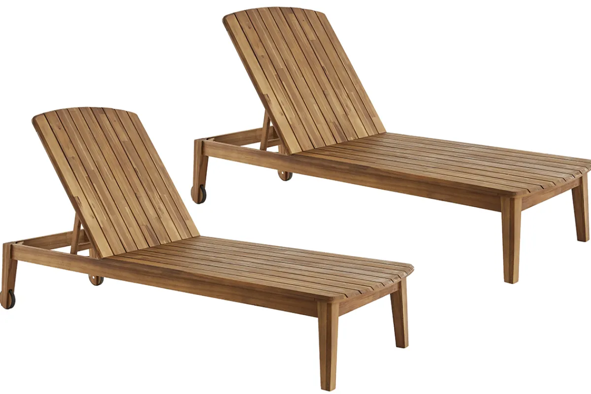 Miliboo Sonnenliegen aus massivem Akazienholz (2er-Set) CANOPEE* Gartenliegen